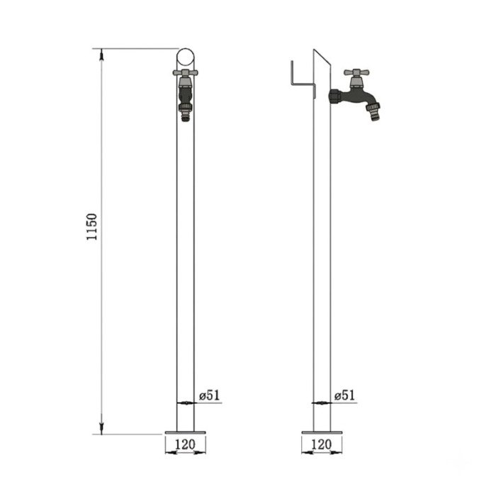 Vandens kolonėlė, nuožulni, antracito spalvos, 115 cm, i&scaron; apačios