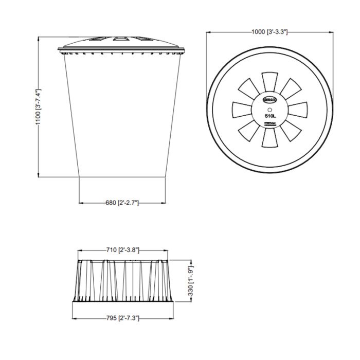 Rezervuaras su dangčiu, 510 L 26