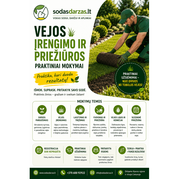 Vejos įrengimo ir priežiūros praktiniai mokymai