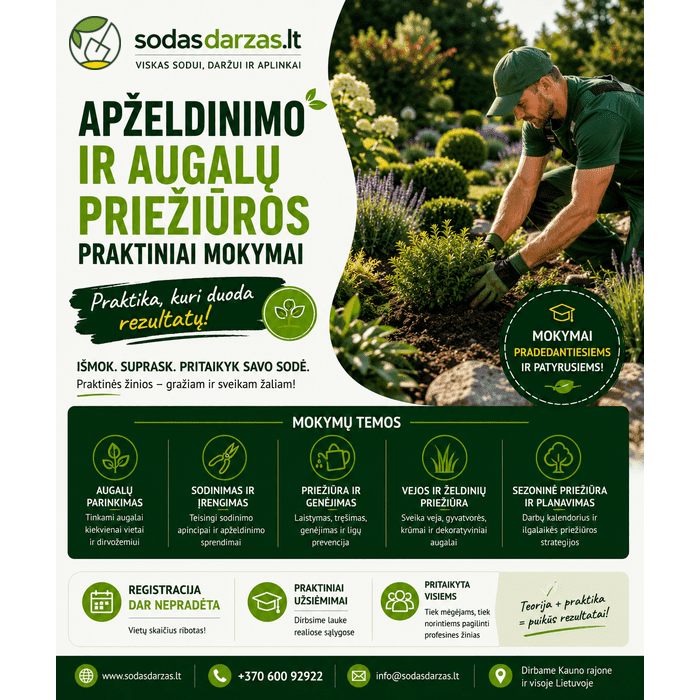 Apželdinimo ir augalų priežiūros praktiniai mokymai