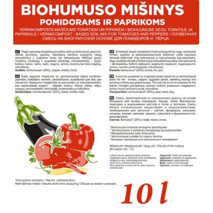 Biohumuso mišinys pomidorams ir paprikoms 10 litrų